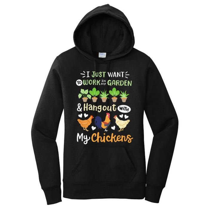 Funny Chicken For Wo Gardening Chicken Lovers Garden Women's Pullover Hoodie