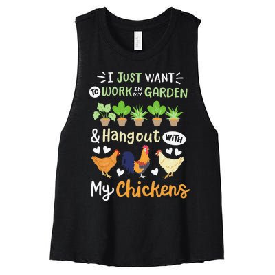 Funny Chicken For Wo Gardening Chicken Lovers Garden Women's Racerback Cropped Tank