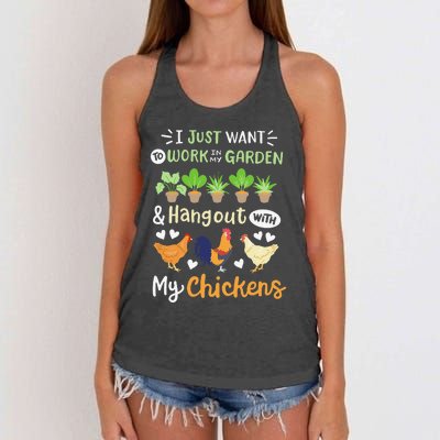 Funny Chicken For Wo Gardening Chicken Lovers Garden Women's Knotted Racerback Tank