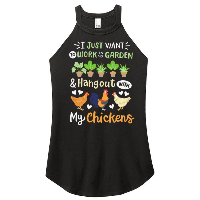 Funny Chicken For Wo Gardening Chicken Lovers Garden Women's Perfect Tri Rocker Tank