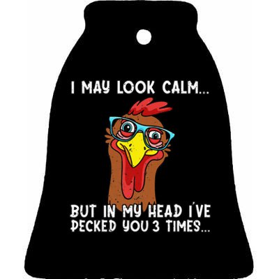 Funny Chicken Funny Farmer Chicken Mom Ceramic Bell Ornament