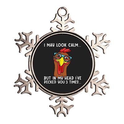 Funny Chicken Funny Farmer Chicken Mom Metallic Star Ornament