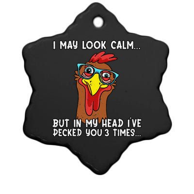 Funny Chicken Funny Farmer Chicken Mom Ceramic Star Ornament