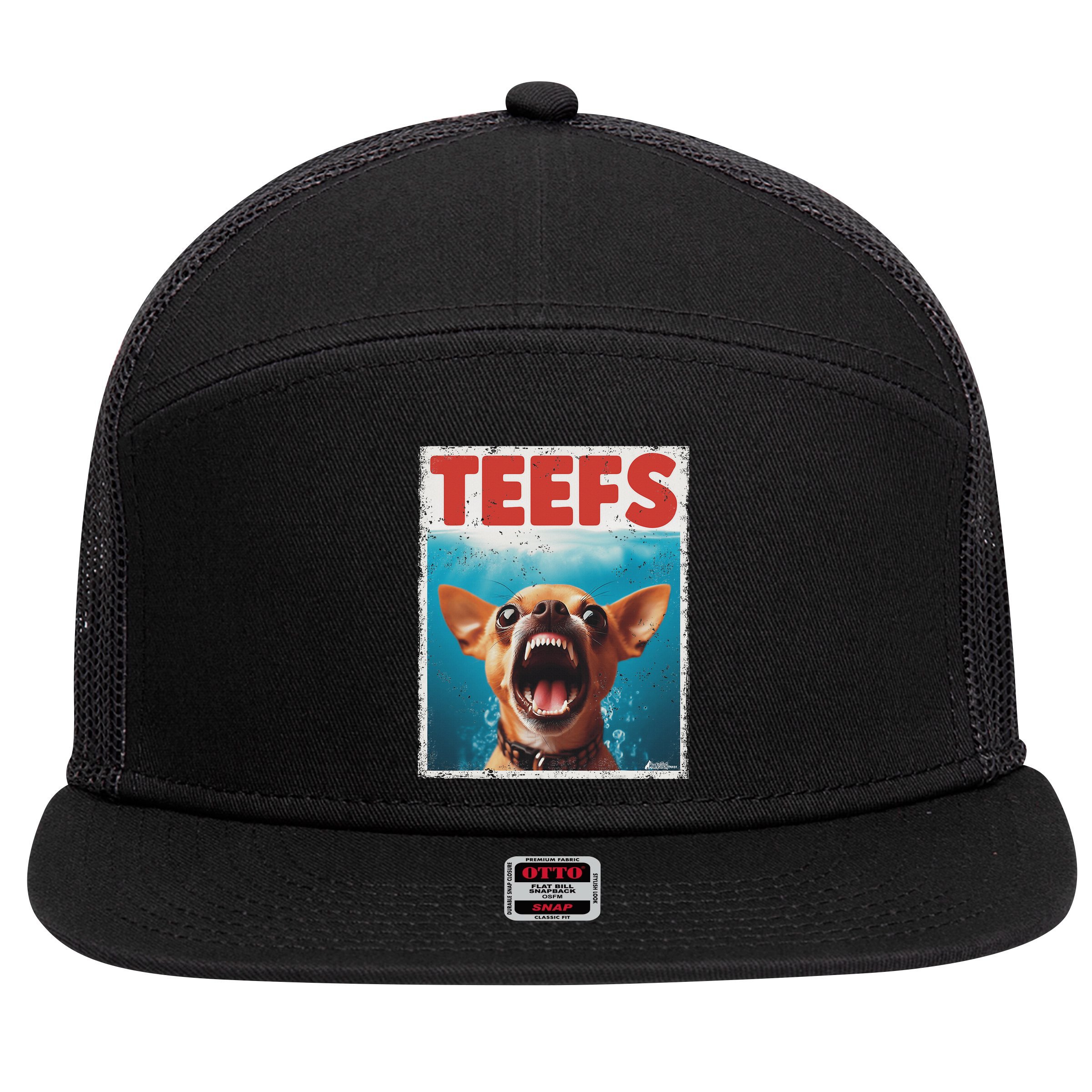 Funny Chihuahua Fs Top, Th Chi Jowls Paws Dog Mom Dad 7 Panel Mesh Trucker Snapback Hat