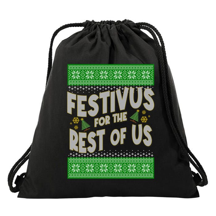 Funny Christmas Festivus For The Rest Of Us Drawstring Bag