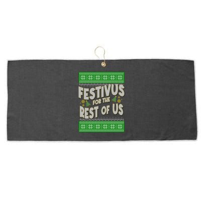 Funny Christmas Festivus For The Rest Of Us Large Microfiber Waffle Golf Towel