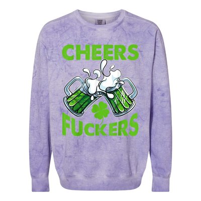 Funny Cheers Fuckers St Patricks Day Beer Mugs Drinking Colorblast Crewneck Sweatshirt