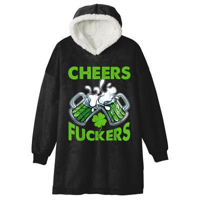 Funny Cheers Fuckers St Patricks Day Beer Mugs Drinking Hooded Wearable Blanket