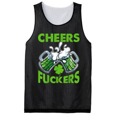 Funny Cheers Fuckers St Patricks Day Beer Mugs Drinking Mesh Reversible Basketball Jersey Tank