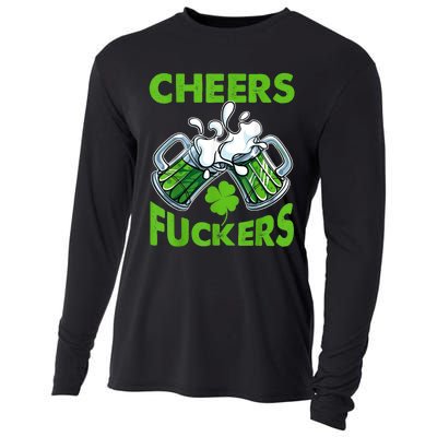 Funny Cheers Fuckers St Patricks Day Beer Mugs Drinking Cooling Performance Long Sleeve Crew