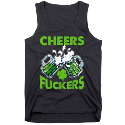 Funny Cheers Fuckers St Patricks Day Beer Mugs Drinking Tank Top