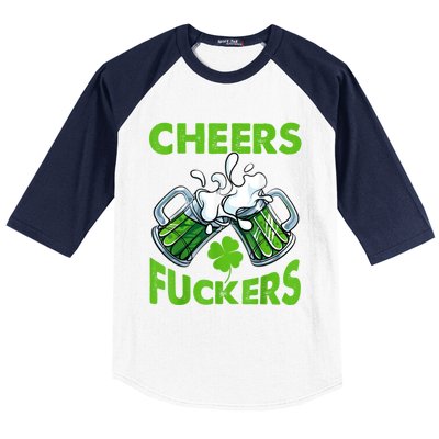 Funny Cheers Fuckers St Patricks Day Beer Mugs Drinking Baseball Sleeve Shirt