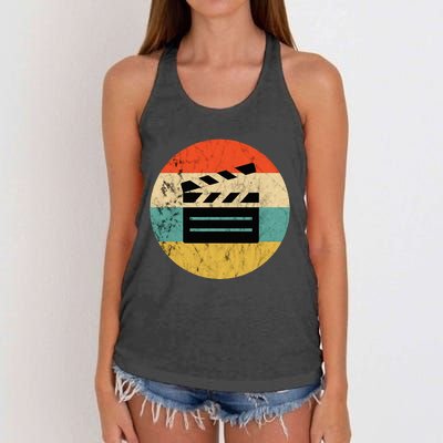 Filmmaker Clapboard Film Director Lover Retro Vintage Sunset Women's Knotted Racerback Tank