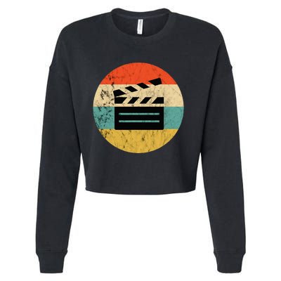 Filmmaker Clapboard Film Director Lover Retro Vintage Sunset Cropped Pullover Crew