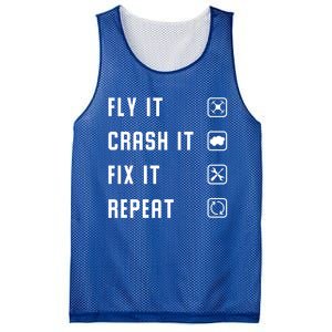 Fly Crash Fix Repeat Drone Pilot Cute Gift Mesh Reversible Basketball Jersey Tank