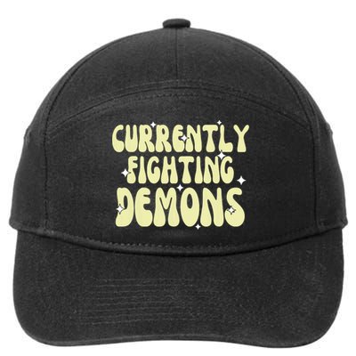 Funny Currently Fighting Demons 7-Panel Snapback Hat