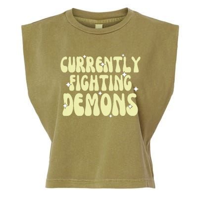 Funny Currently Fighting Demons Garment-Dyed Women's Muscle Tee