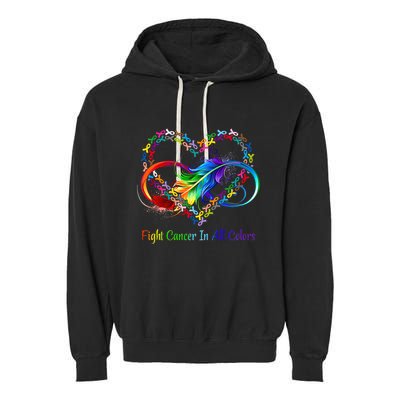Fight Cancer Feather Ribbons Cool Gift Garment-Dyed Fleece Hoodie