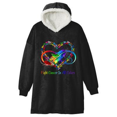 Fight Cancer Feather Ribbons Cool Gift Hooded Wearable Blanket
