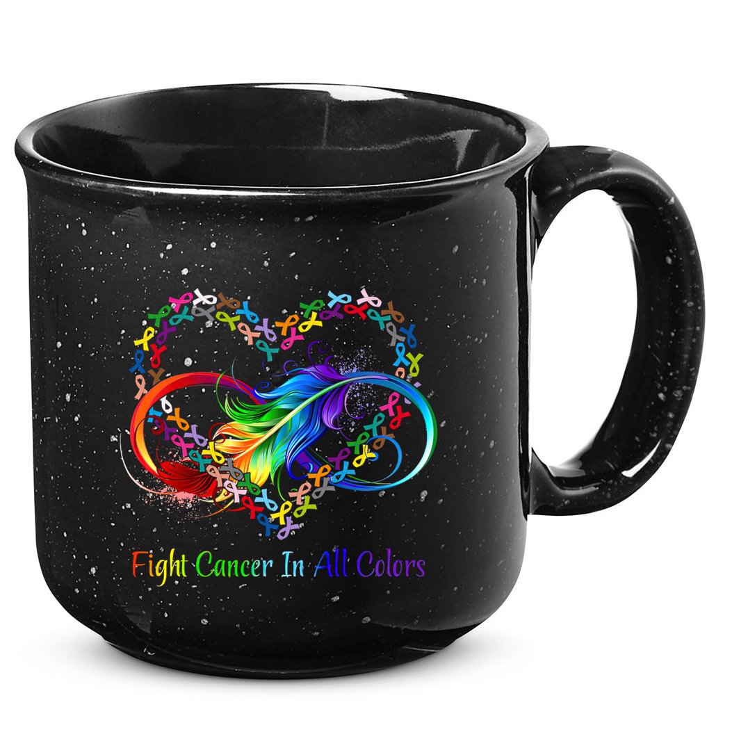 Fight Cancer Feather Ribbons Cool Gift 15oz Campfire Ceramic Mug