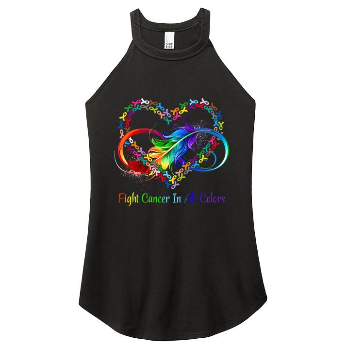 Fight Cancer Feather Ribbons Cool Gift Women's Perfect Tri Rocker Tank