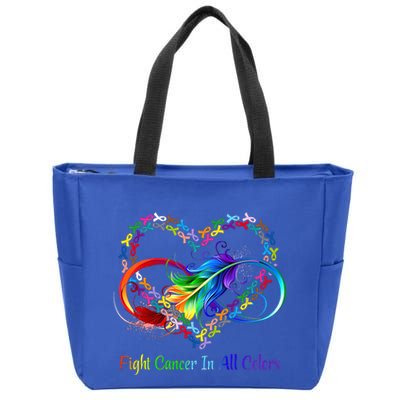 Fight Cancer Feather Ribbons Cool Gift Zip Tote Bag