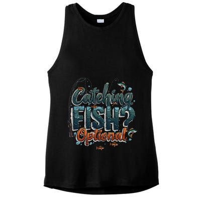 Fishing Catching Fish Optional Relaxing Required Ladies PosiCharge Tri-Blend Wicking Tank