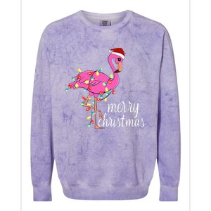 Flamingo Christmas Funny Merry Christmas Flamingo Santa Xmas Colorblast Crewneck Sweatshirt