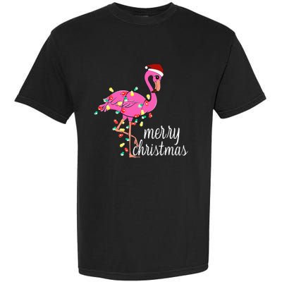 Flamingo Christmas Funny Merry Christmas Flamingo Santa Xmas Garment-Dyed Heavyweight T-Shirt