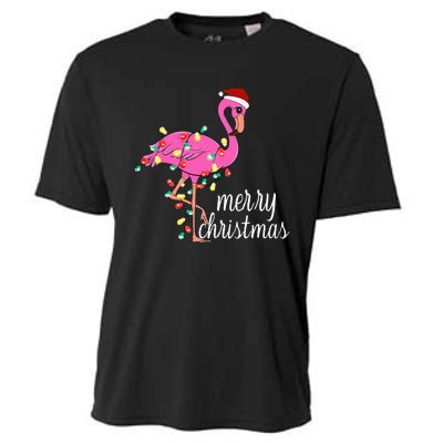 Flamingo Christmas Funny Merry Christmas Flamingo Santa Xmas Cooling Performance Crew T-Shirt