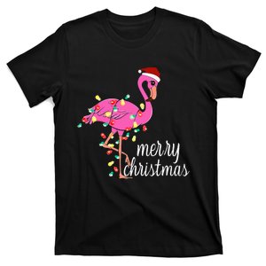 Flamingo Christmas Funny Merry Christmas Flamingo Santa Xmas T-Shirt