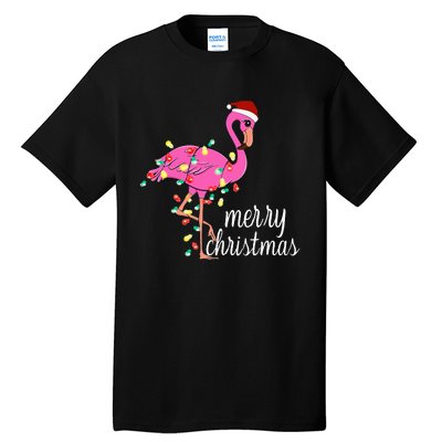 Flamingo Christmas Funny Merry Christmas Flamingo Santa Xmas Tall T-Shirt