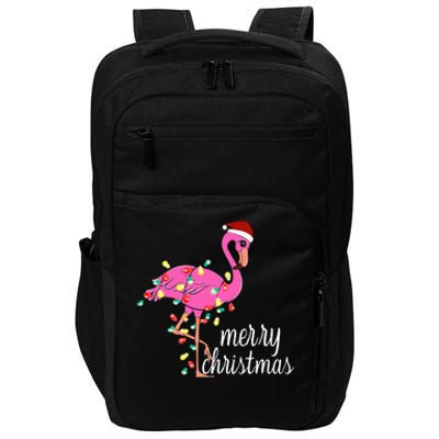 Flamingo Christmas Funny Merry Christmas Flamingo Santa Xmas Impact Tech Backpack