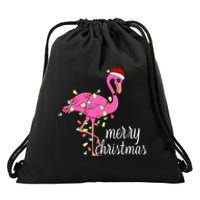 Flamingo Christmas Funny Merry Christmas Flamingo Santa Xmas Drawstring Bag