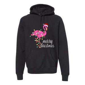 Flamingo Christmas Funny Merry Christmas Flamingo Santa Xmas Premium Hoodie