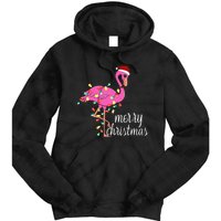 Flamingo Christmas Funny Merry Christmas Flamingo Santa Xmas Tie Dye Hoodie