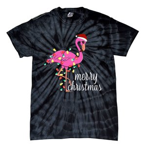 Flamingo Christmas Funny Merry Christmas Flamingo Santa Xmas Tie-Dye T-Shirt