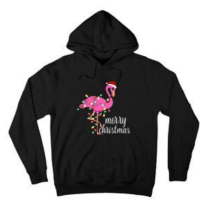 Flamingo Christmas Funny Merry Christmas Flamingo Santa Xmas Tall Hoodie