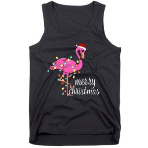 Flamingo Christmas Funny Merry Christmas Flamingo Santa Xmas Tank Top