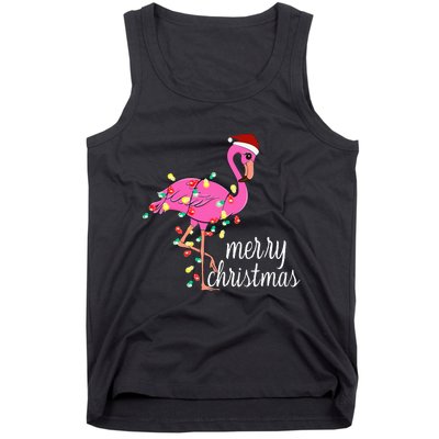 Flamingo Christmas Funny Merry Christmas Flamingo Santa Xmas Tank Top