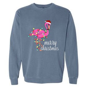 Flamingo Christmas Funny Merry Christmas Flamingo Santa Xmas Garment-Dyed Sweatshirt