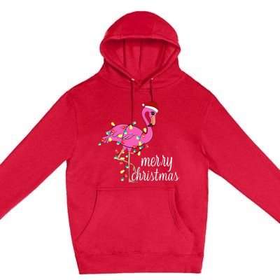 Flamingo Christmas Funny Merry Christmas Flamingo Santa Xmas Premium Pullover Hoodie