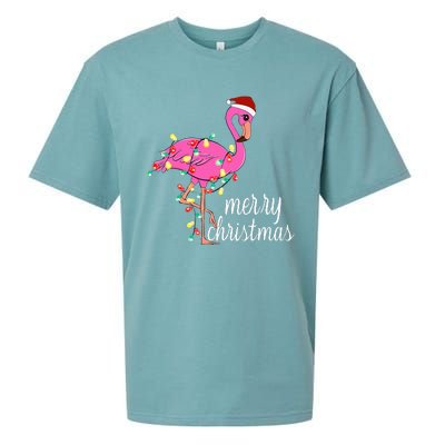 Flamingo Christmas Funny Merry Christmas Flamingo Santa Xmas Sueded Cloud Jersey T-Shirt