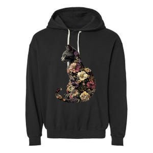 Floral Cat Garment-Dyed Fleece Hoodie