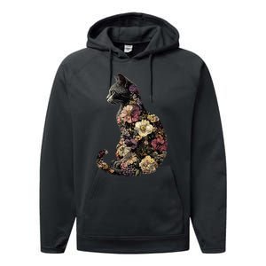 Floral Cat Performance Fleece Hoodie