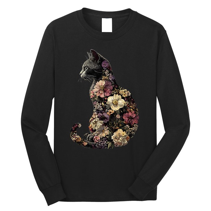 Floral Cat Long Sleeve Shirt