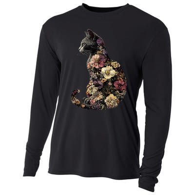 Floral Cat Cooling Performance Long Sleeve Crew