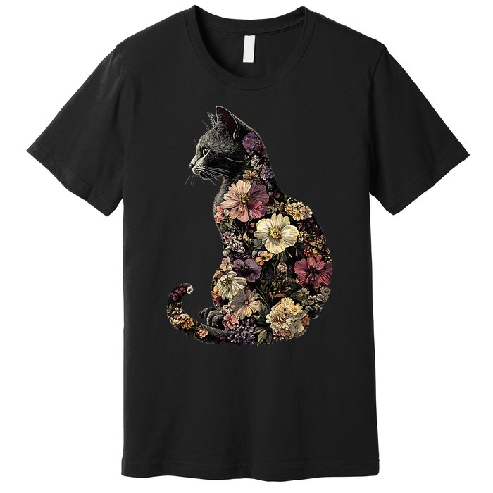 Floral Cat Premium T-Shirt