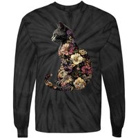 Floral Cat Tie-Dye Long Sleeve Shirt