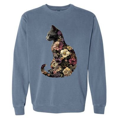 Floral Cat Garment-Dyed Sweatshirt